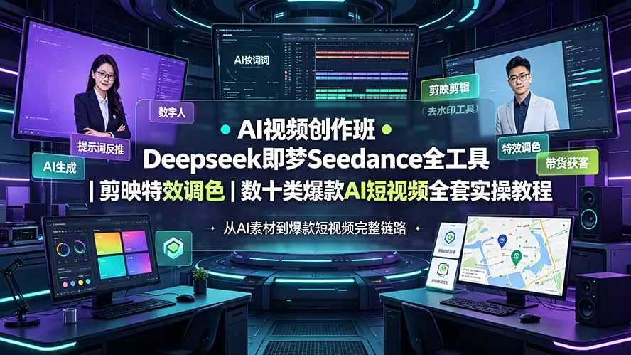 AI视频创作班◆Deepseek即梦Seedance全工具|剪映特效调色|数十类爆款AI短视频全套实操教程兼职项目|网络创业|Ai项目| 网赚项目 | 网络创业 | AI 实战 | 副业兼职找项目_兼职创业_自媒体创业_流量变现