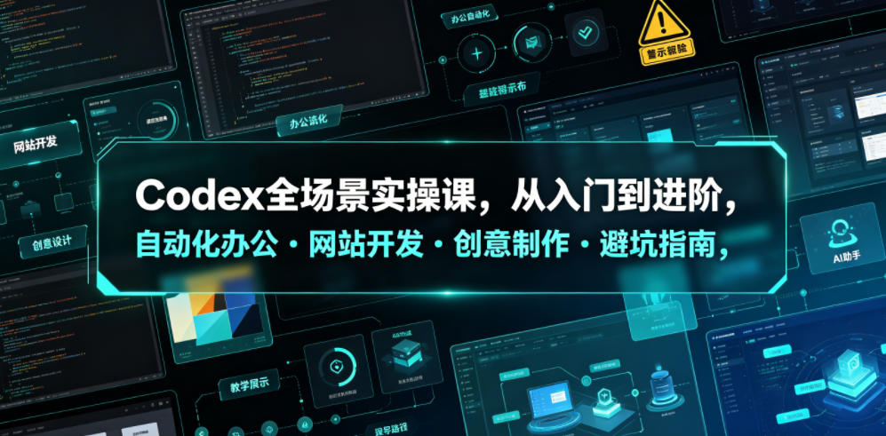 Codex全场景实操课,从入门到进阶,自动化办公・网站开发・创意制作・避坑指南,全流程教学兼职项目|网络创业|Ai项目| 网赚项目 | 网络创业 | AI 实战 | 副业兼职找项目_兼职创业_自媒体创业_流量变现