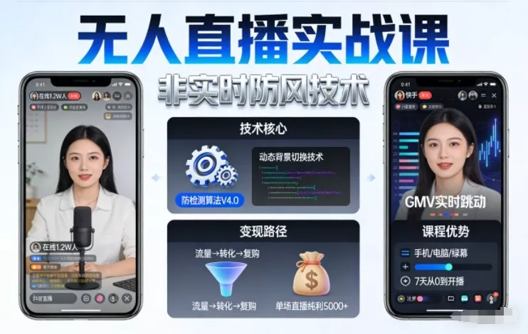 宝子哥无人直播实战课，非实时防风技术，聚焦抖音快手等平台直播带货，轻松开启直播变现之路(更新2026年08月18日)兼职项目|网络创业|Ai项目| 网赚项目 | 网络创业 | AI 实战 | 副业兼职找项目_兼职创业_自媒体创业_流量变现