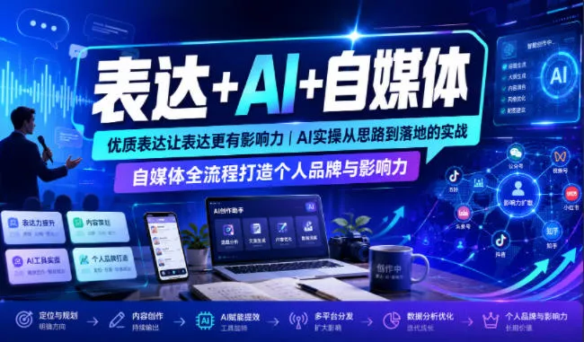 表达+AI+自媒体，优质表达让表达更有影响力|AI实操从思路到落地的实战|自媒体全流程打造个人品牌与影响力兼职项目|网络创业|Ai项目| 网赚项目 | 网络创业 | AI 实战 | 副业兼职找项目_兼职创业_自媒体创业_流量变现