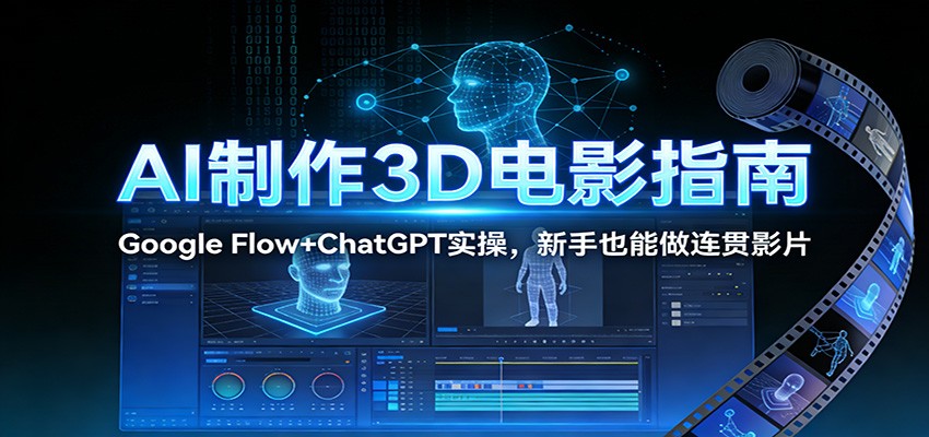 AI制作3D电影指南:Google Flow+ChatGPT实操,新手也能做连贯影片兼职项目|网络创业|Ai项目| 网赚项目 | 网络创业 | AI 实战 | 副业兼职找项目_兼职创业_自媒体创业_流量变现