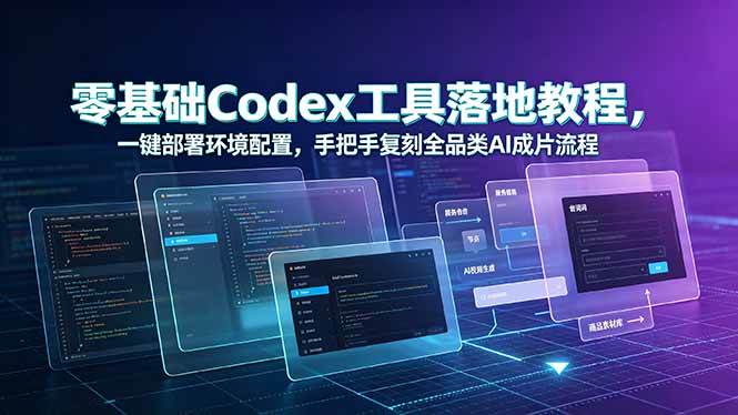 （19152期）零基础Codex工具落地教程，一键部署环境配置，手把手复刻全品类AI成片流程兼职项目|网络创业|Ai项目| 网赚项目 | 网络创业 | AI 实战 | 副业兼职找项目_兼职创业_自媒体创业_流量变现