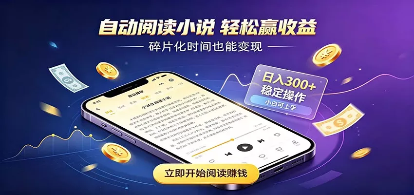 挂机看小说，全程自动运行不费精力，每日稳定赚三百兼职项目|网络创业|Ai项目| 网赚项目 | 网络创业 | AI 实战 | 副业兼职找项目_兼职创业_自媒体创业_流量变现