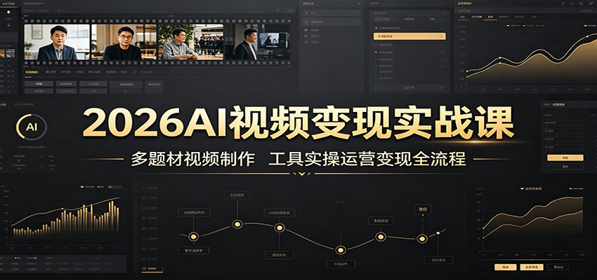 2026AI视频变现实战课:多题材视频制作,工具实操运营变现全流程兼职项目|网络创业|Ai项目| 网赚项目 | 网络创业 | AI 实战 | 副业兼职找项目_兼职创业_自媒体创业_流量变现