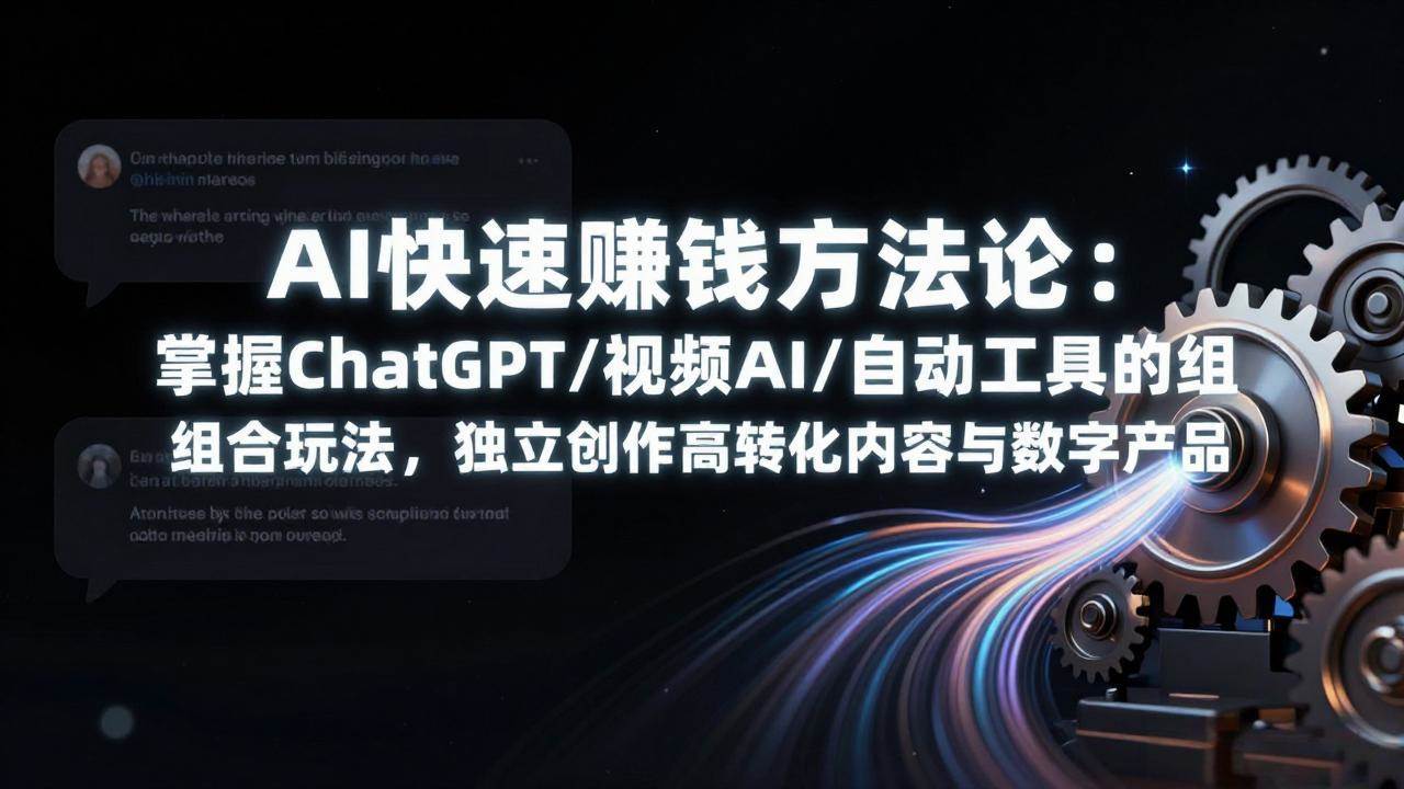 (17560期)AI快速赚钱方法论:掌握ChatGPT/视频AI/自动化工具的组合玩法,独立创作高转化内容与数字产品兼职项目|网络创业|Ai项目| 网赚项目 | 网络创业 | AI 实战 | 副业兼职找项目_兼职创业_自媒体创业_流量变现