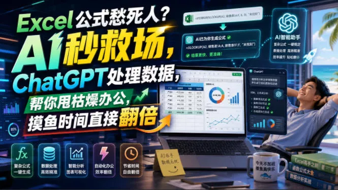 Excel公式愁死人？AI秒救场，ChatGPT处理数据，帮你甩枯燥办公，摸鱼时间直接翻倍【原创双语字幕】兼职项目|网络创业|Ai项目| 网赚项目 | 网络创业 | AI 实战 | 副业兼职找项目_兼职创业_自媒体创业_流量变现