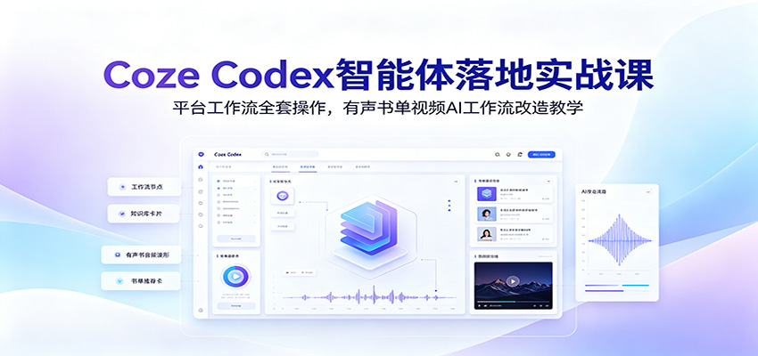 Coze Codex智能体落地实战课:平台工作流全套操作,有声书单视频AI工作流改造教学兼职项目|网络创业|Ai项目| 网赚项目 | 网络创业 | AI 实战 | 副业兼职找项目_兼职创业_自媒体创业_流量变现