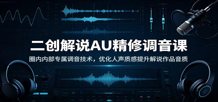 二创解说AU精修调音课:圈内内部专属调音技术,优化人声质感提升解说作品音质兼职项目|网络创业|Ai项目| 网赚项目 | 网络创业 | AI 实战 | 副业兼职找项目_兼职创业_自媒体创业_流量变现