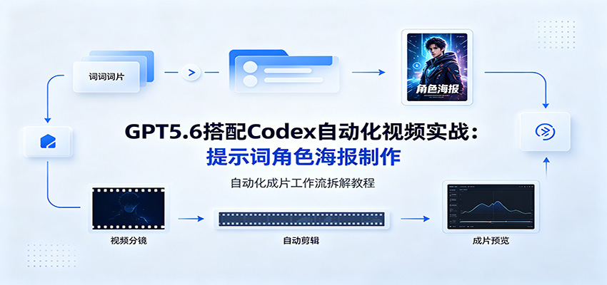 GPT5.6搭配Codex自动化视频实战:提示词角色海报制作,自动化成片工作流拆解教程兼职项目|网络创业|Ai项目| 网赚项目 | 网络创业 | AI 实战 | 副业兼职找项目_兼职创业_自媒体创业_流量变现