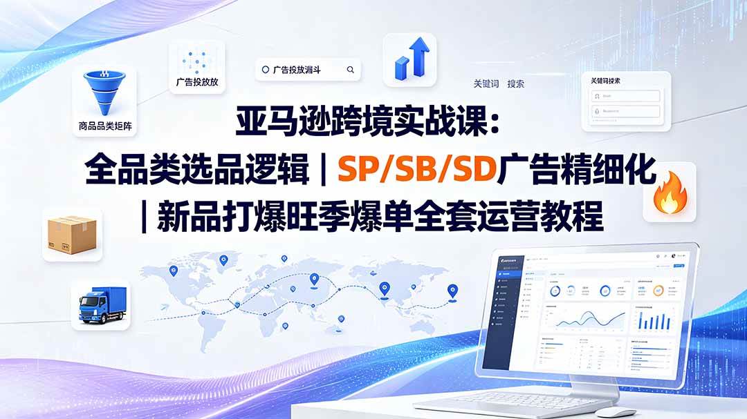 （19563期）亚马逊跨境实战课-更新：全品类选品逻辑｜SP/SB/SD广告精细化｜新品打爆旺季爆单全套运营教程兼职项目|网络创业|Ai项目| 网赚项目 | 网络创业 | AI 实战 | 副业兼职找项目_兼职创业_自媒体创业_流量变现
