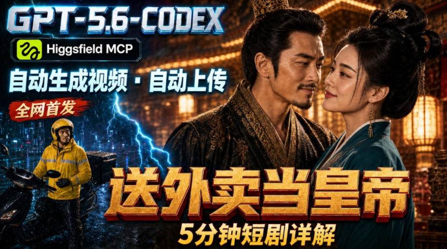 (19540期)GPT-5.6 Codex+Higgsfield MCP:一条指令生成5分钟短剧并自动上传YouTube(油管)兼职项目|网络创业|Ai项目| 网赚项目 | 网络创业 | AI 实战 | 副业兼职找项目_兼职创业_自媒体创业_流量变现