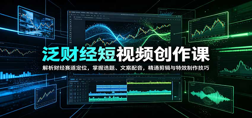 泛财经短视频创作课：解析财经赛道定位，掌握选题、文案配音，精通剪辑与特效制作技巧兼职项目|网络创业|Ai项目| 网赚项目 | 网络创业 | AI 实战 | 副业兼职找项目_兼职创业_自媒体创业_流量变现