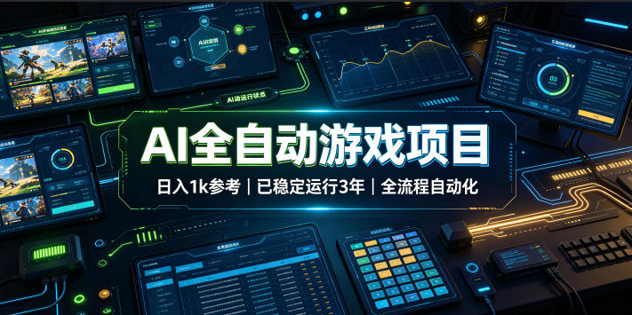 AI全自动游戏项目,日入1k,已稳定运行3年躺賺,全流程自动化!【揭秘】兼职项目|网络创业|Ai项目| 网赚项目 | 网络创业 | AI 实战 | 副业兼职找项目_兼职创业_自媒体创业_流量变现