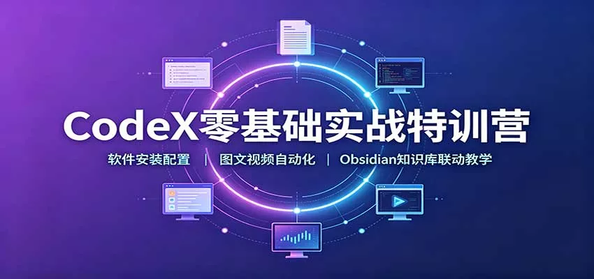CodeX零基础实战特训营：软件安装配置，图文视频自动化，Obsidian知识库联动教学兼职项目|网络创业|Ai项目| 网赚项目 | 网络创业 | AI 实战 | 副业兼职找项目_兼职创业_自媒体创业_流量变现