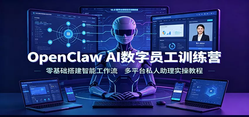 OpenClaw AI数字员工训练营:零基础搭建智能工作流,多平台私人助理实操教程兼职项目|网络创业|Ai项目| 网赚项目 | 网络创业 | AI 实战 | 副业兼职找项目_兼职创业_自媒体创业_流量变现