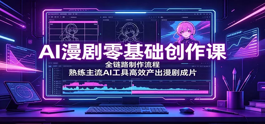 AI漫剧零基础创作课:全链路制作流程,熟练主流AI工具高效产出漫剧成片兼职项目|网络创业|Ai项目| 网赚项目 | 网络创业 | AI 实战 | 副业兼职找项目_兼职创业_自媒体创业_流量变现
