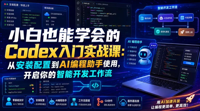 小白也能学会的Codex入门实战课:从安装配置到AI编程助手使用,开启你的智能开发工作流兼职项目|网络创业|Ai项目| 网赚项目 | 网络创业 | AI 实战 | 副业兼职找项目_兼职创业_自媒体创业_流量变现