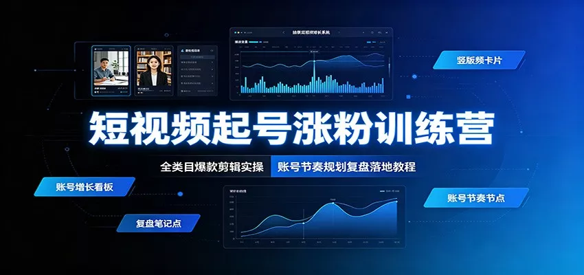 短视频起号涨粉训练营:全类目爆款剪辑实操,账号节奏规划复盘落地教程兼职项目|网络创业|Ai项目| 网赚项目 | 网络创业 | AI 实战 | 副业兼职找项目_兼职创业_自媒体创业_流量变现