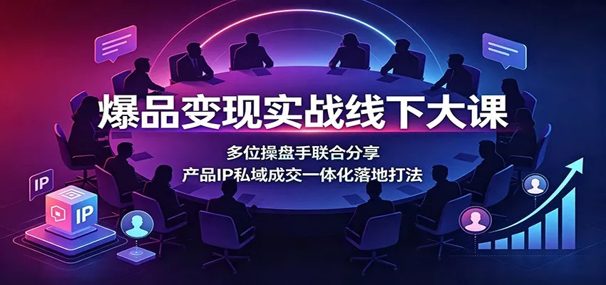 爆品变现实战线下大课：多位操盘手联合分享，产品IP私域成交一体化落地打法兼职项目|网络创业|Ai项目| 网赚项目 | 网络创业 | AI 实战 | 副业兼职找项目_兼职创业_自媒体创业_流量变现