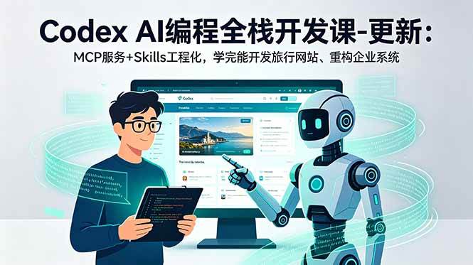 (18858期)Codex AI编程全栈开发课-更新:MCP服务+Skills工程化,学完能开发旅行网站、重构企业系统兼职项目|网络创业|Ai项目| 网赚项目 | 网络创业 | AI 实战 | 副业兼职找项目_兼职创业_自媒体创业_流量变现
