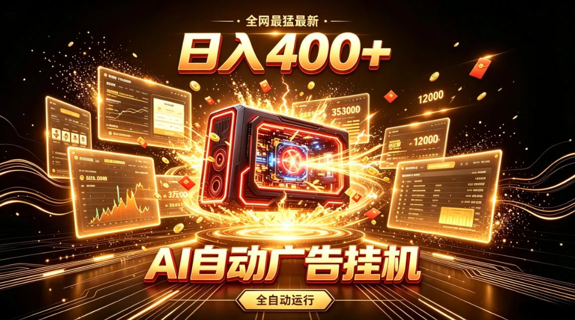 全网最猛最新的AI自动广告挂G，狠收益日入400+，真正做到躺賺式变现【揭秘】兼职项目|网络创业|Ai项目| 网赚项目 | 网络创业 | AI 实战 | 副业兼职找项目_兼职创业_自媒体创业_流量变现
