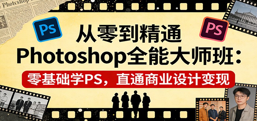 从零到精通Photoshop全能大师班：零基础学PS，直通商业设计变现兼职项目|网络创业|Ai项目| 网赚项目 | 网络创业 | AI 实战 | 副业兼职找项目_兼职创业_自媒体创业_流量变现
