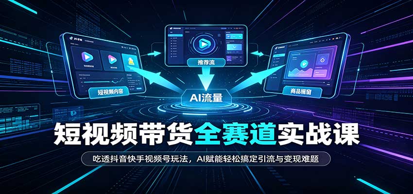 短视频带货全赛道：吃透抖音快手视频号玩法，AI赋能轻松搞定引流与变现难题兼职项目|网络创业|Ai项目| 网赚项目 | 网络创业 | AI 实战 | 副业兼职找项目_兼职创业_自媒体创业_流量变现