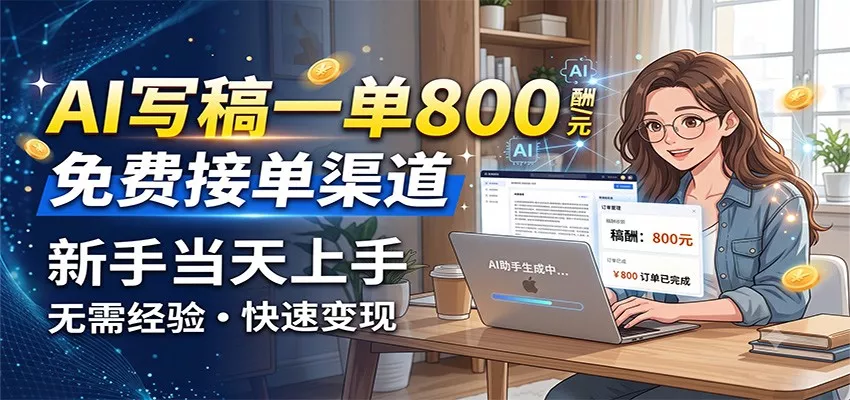 AI写稿一单800，免费接单渠道，一单一结几十到上千，新手当天上手兼职项目|网络创业|Ai项目| 网赚项目 | 网络创业 | AI 实战 | 副业兼职找项目_兼职创业_自媒体创业_流量变现