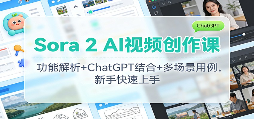 Sora 2 AI视频创作课:功能解析+ChatGPT结合+多场景用例,新手快速上手兼职项目|网络创业|Ai项目| 网赚项目 | 网络创业 | AI 实战 | 副业兼职找项目_兼职创业_自媒体创业_流量变现