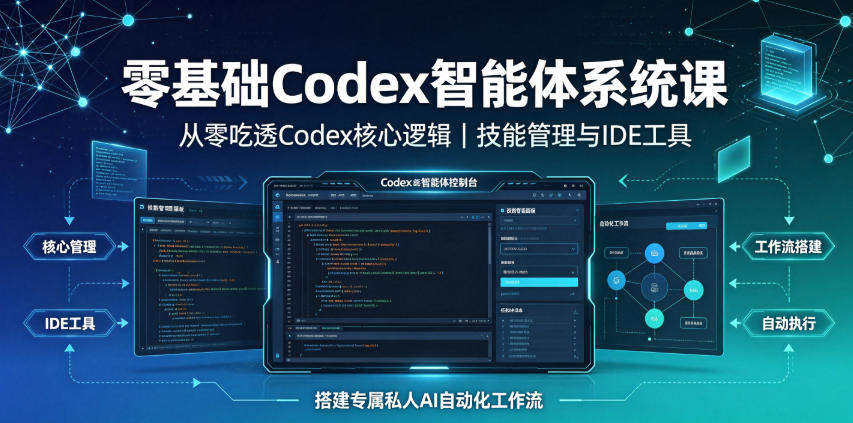零基础Codex智能体系统课|从零吃透Codex核心逻辑、技能管理与IDE工具,搭建专属私人AI自动化工作流兼职项目|网络创业|Ai项目| 网赚项目 | 网络创业 | AI 实战 | 副业兼职找项目_兼职创业_自媒体创业_流量变现