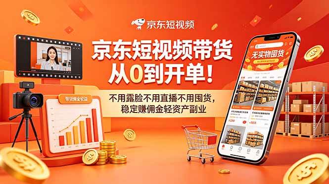 （18895期）京东短视频带货从0到开单！不用露脸不用直播不用囤货，稳定赚佣金轻资产副业兼职项目|网络创业|Ai项目| 网赚项目 | 网络创业 | AI 实战 | 副业兼职找项目_兼职创业_自媒体创业_流量变现