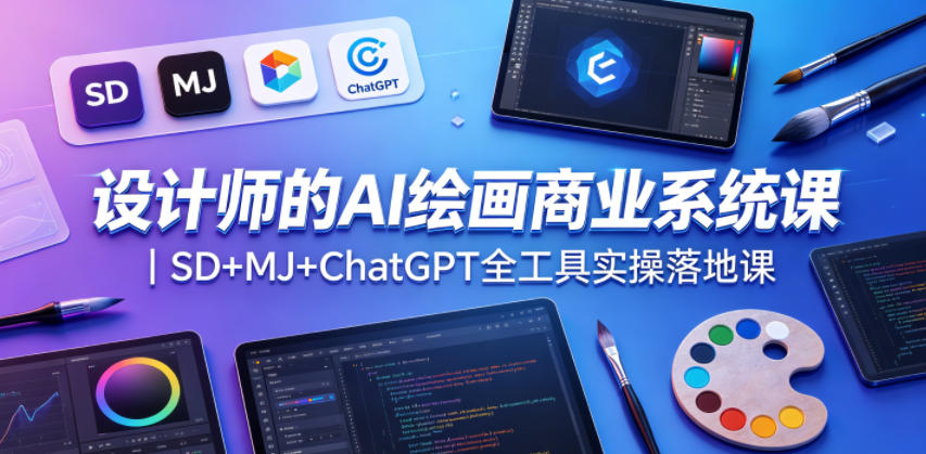 设计师的AI绘画商业系统课|SD+MJ+ChatGPT全工具实操落地课兼职项目|网络创业|Ai项目| 网赚项目 | 网络创业 | AI 实战 | 副业兼职找项目_兼职创业_自媒体创业_流量变现