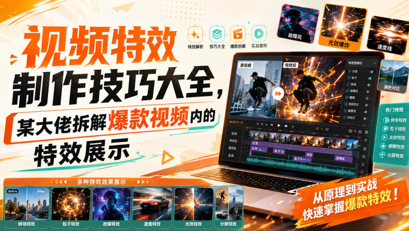 视频特效制作技巧大全，某大佬拆解爆款视频内的特效展示兼职项目|网络创业|Ai项目| 网赚项目 | 网络创业 | AI 实战 | 副业兼职找项目_兼职创业_自媒体创业_流量变现