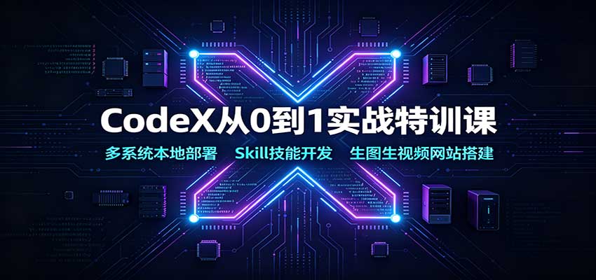 CodeX从0到1实战特训课：多系统本地部署，Skill技能开发，生图生视频网站搭建兼职项目|网络创业|Ai项目| 网赚项目 | 网络创业 | AI 实战 | 副业兼职找项目_兼职创业_自媒体创业_流量变现