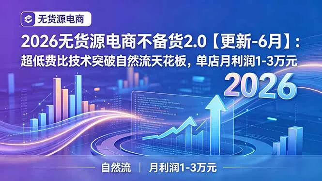 2026无货源电商不备货2.0【更新-7月】:超低费比技术突破自然流天花板,单店月利润1-3万元兼职项目|网络创业|Ai项目| 网赚项目 | 网络创业 | AI 实战 | 副业兼职找项目_兼职创业_自媒体创业_流量变现