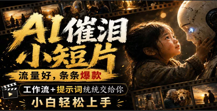 AI催泪小短片，流量好，条条爆款，工作流+提示词统统交给你，小白轻松上手兼职项目|网络创业|Ai项目| 网赚项目 | 网络创业 | AI 实战 | 副业兼职找项目_兼职创业_自媒体创业_流量变现