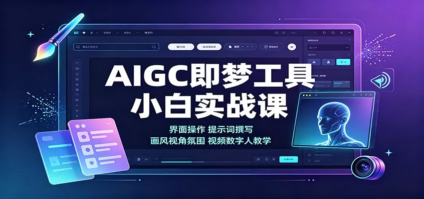 AIGC即梦工具小白实战课：界面操作，提示词撰写，画风视角氛围视频数字人教学兼职项目|网络创业|Ai项目| 网赚项目 | 网络创业 | AI 实战 | 副业兼职找项目_兼职创业_自媒体创业_流量变现